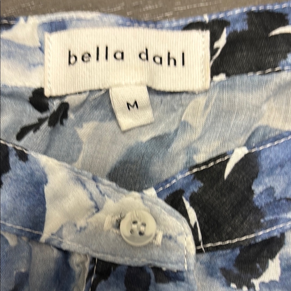 Bella Dahl Blue Watercolor Floral Midi Dress | Flowy Romantic | Size M - Picture 2 of 12